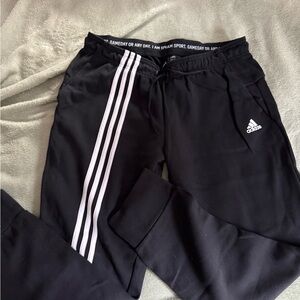 Adidas Women's Black Joggers with White Stripes